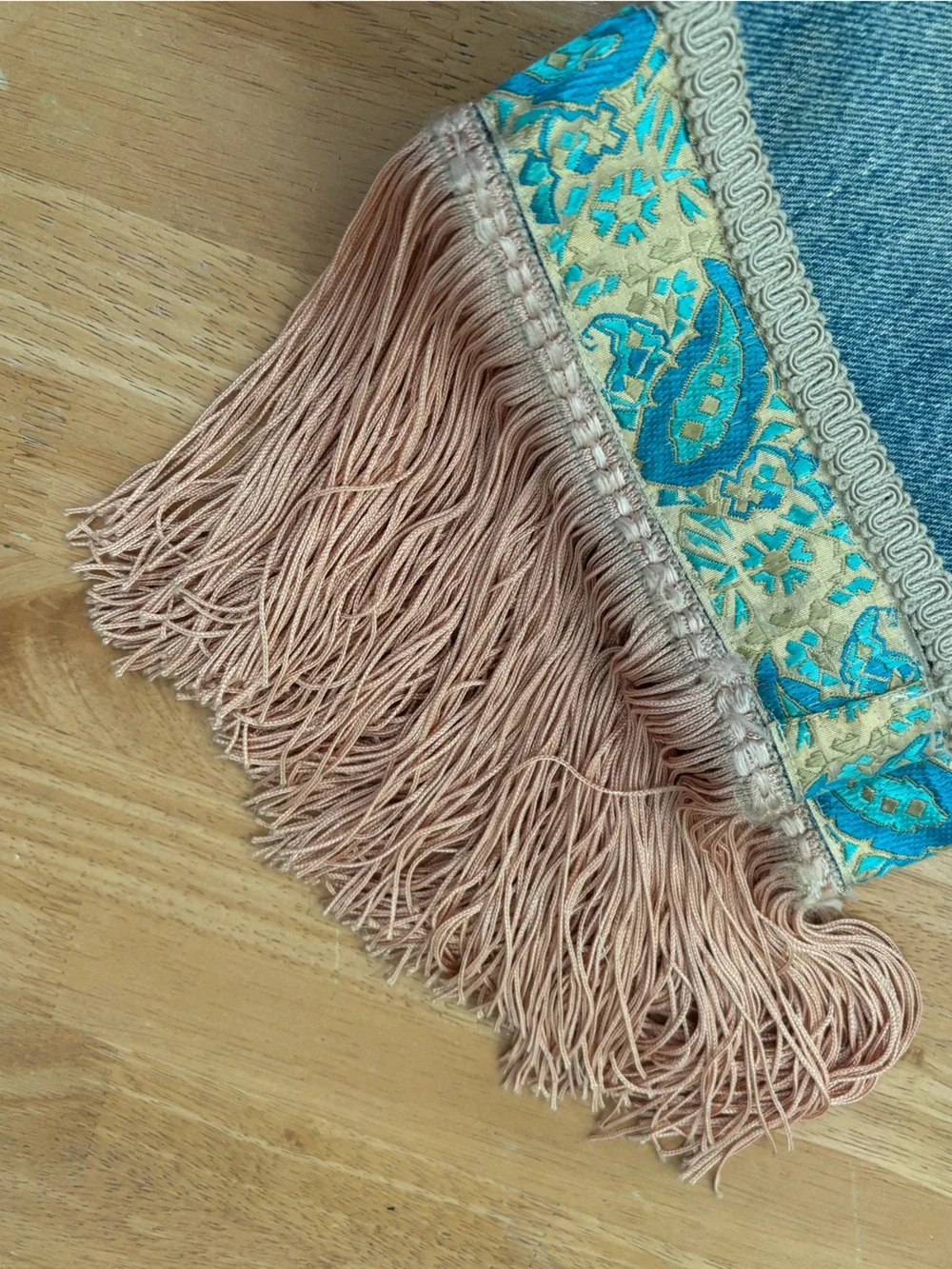 VTG 90s Levi's 569 upcycled fringe paisley jeans loose straight fit 900 series - Picture 4 of 12